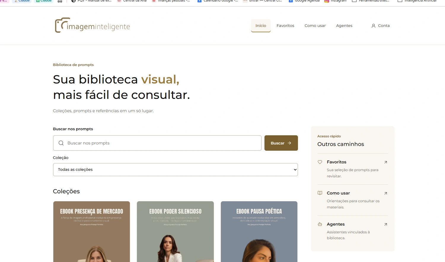 Tela real do Imagem Inteligente com busca, filtro por coleção e biblioteca visual